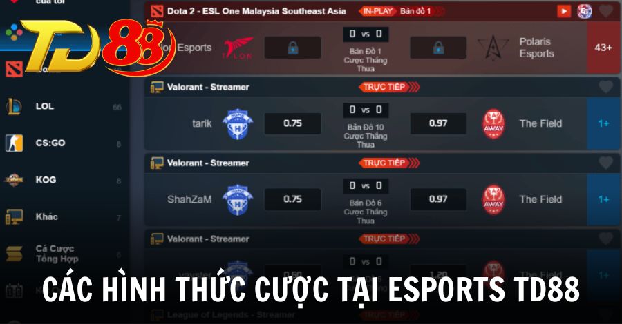 Một số hình thức đặt cược tại game Esports hấp dẫn nhất